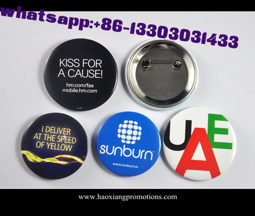 Custom Full Color Printed Logo Clear Lamination Round Tin Button Badge