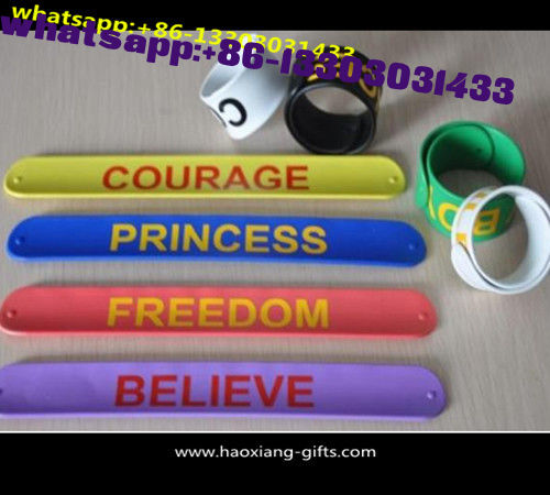 Free samples available top quality cheap custom silicone slap bracelet