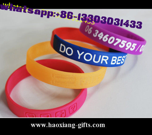 Custom embossed/debossed/printed logo Silicone Wristband & silicone bracelet