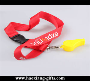 red color Custom logo 20*900mm polyester  lanyard with whistle for promotion