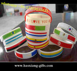 Cheap Custom Laser-made silicone wristbands/ bracelets with country flag