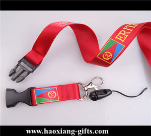 red color Custom logo 20*900mm polyester  lanyard with whistle for promotion