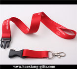 Eco-Friendly 25*900mm red color Custom logo polyester Lanyard