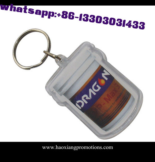 Custom acrylic plastic photo holder keychain/ photo frame keyring