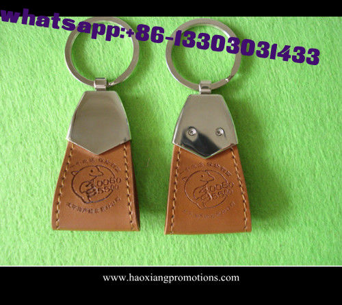 Promotional hand made leather keychain, leather key chain,Metal PU Custom Leather Keychain