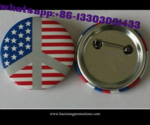custom company logo regular size tin button badge with safety tin/ plastic badge