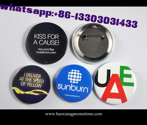 Custom Full Color Printed Logo Clear Lamination Round Tin Button Badge