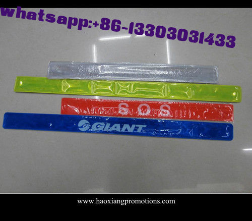 hot selling high quality colorful customized logo PVC reflective slap wristband/slap band