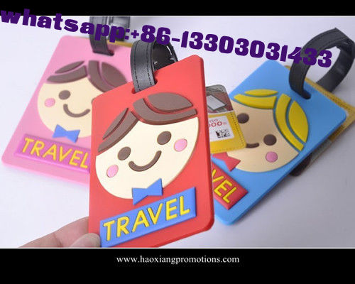 wholesale good quality custom promotional soft pvc cartoon luggage tag