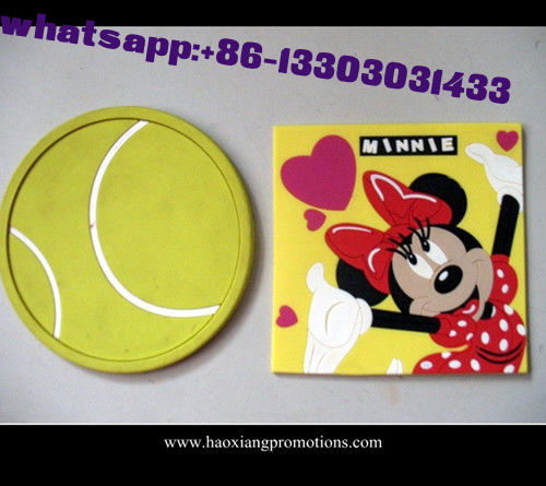 Customized embossed 3D relief logo soft eco-friendly silicone rubber pvc cup coaster