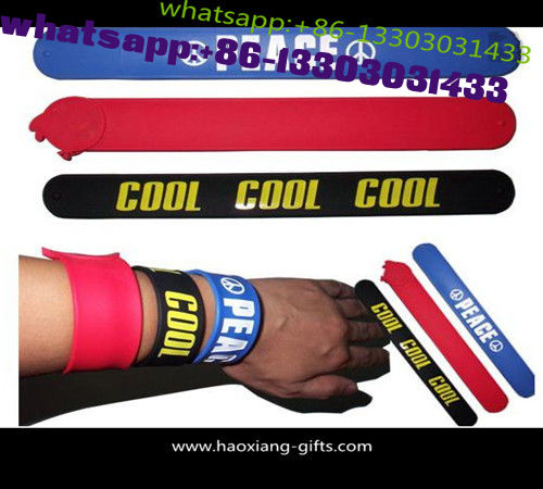 Fashion silicone slap bracelet /slap wristband rubber band with printing custom logo