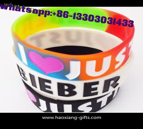Custom debossed silicone wristband with your logo size 202*25*2mm glow in dark