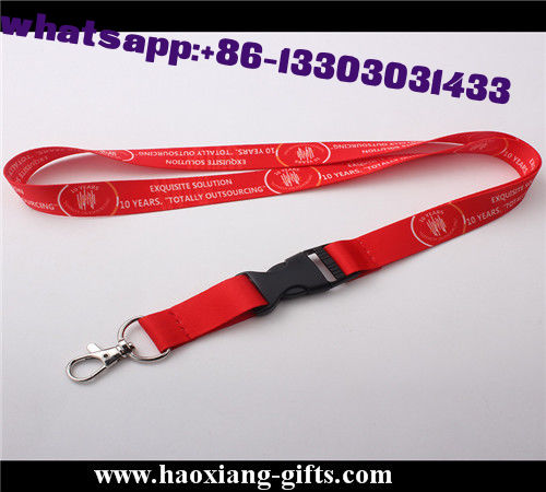 Eco-Friendly 25*900mm red color Custom logo polyester Lanyard