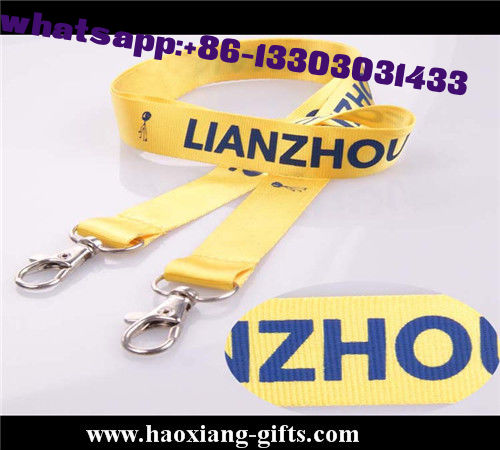 custom size and logo Double layer lanyard with custom logo and metal hook