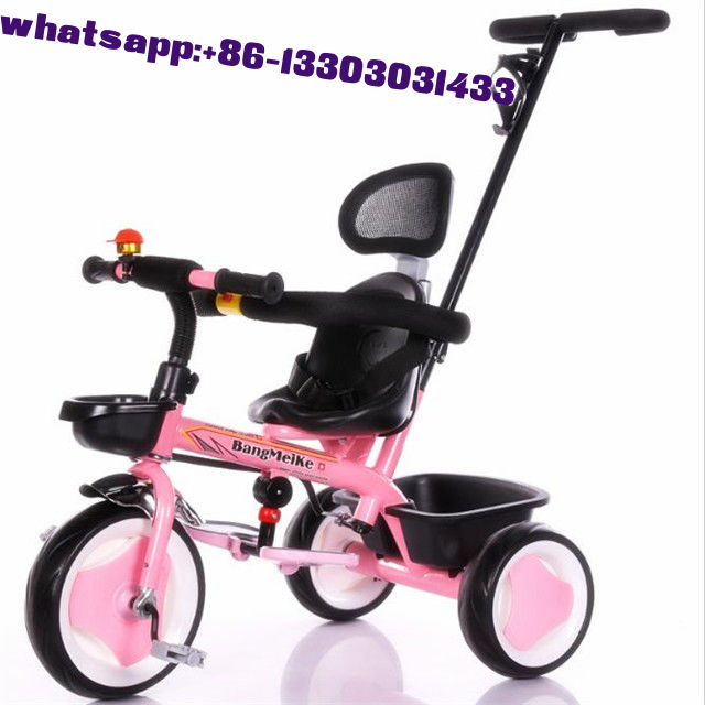 Hot Sell Children High Quality Baby Tricycle with pushbar pink color